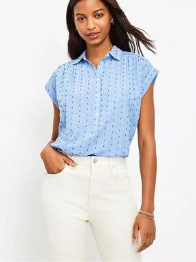 LOFT Chambray Dolman Everyday Blue Button-Up Shirt
